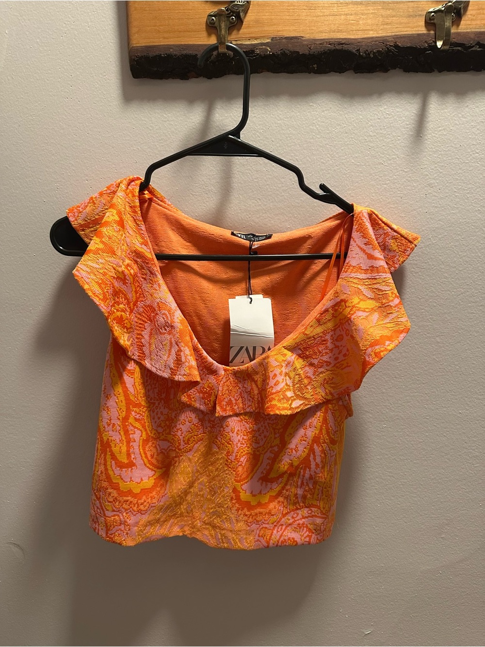 Zara Orange & Pink Paisley Ruffle Camisole
